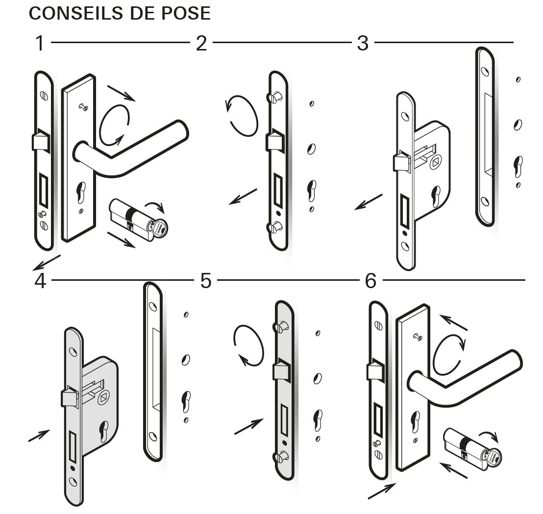 Serratura da incasso, porta scorrevole con chiave e nottolino a gancio,  dorato - THIRARD ❒ Victualia®