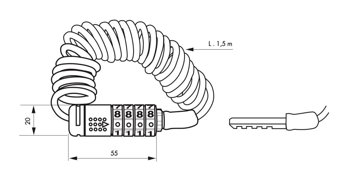 Antifurto per monopattino elettrico Ø 4 mm 1,50 m di lunghezza con  combinazione modificabile - THIRARD ❒ Victualia®