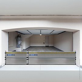 Paratia Antiallagamento modular Aquablock montaggio in luce con piantone rompitratta installazione garage