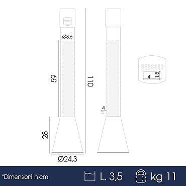 MALTA – Colonna tipo lampada (180°) per barriere ad IR di due raggi