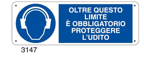 Oltre questo limite è obbligatorio proteggere l'udito - B - Alluminio 765x270 mm