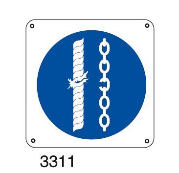 Obbligo non usare catene o corde usurate - B - PVC adesivo 165x165 mm