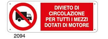 Divieto di circolazione per tutti i mezzi dotati di motore