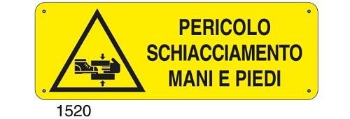 Pericolo schiacciamento mani e piedi - D - Alluminio 1400x500 mm