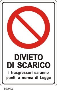 Divieto di scarico.I trasgressori saranno puniti a norma di legge - E - Alluminio 500x700 mm