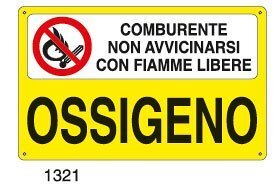 Comburente non avvicinarsi con fiamme libere-Ossigeno - A - Alluminio 500x330 mm