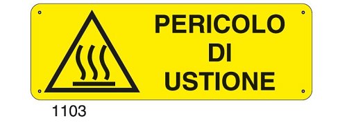Pericolo di ustione - A - Alluminio 350x125 mm