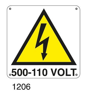 Pericolo 500-110 VOLT - D - Alluminio 580x580 mm