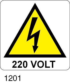 220 Volt - pericolo - B - Alluminio 220x220 mm