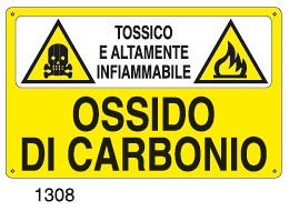 Tossico e altamente infiammabile-Ossido di carbonio - A - Alluminio 500x330 mm