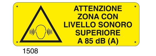 Attenzione zona con livello sonoro superiore a 85 dB (A) - E - Alluminio 500x700 mm