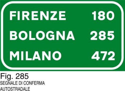 Segnale di conferma autostradale
