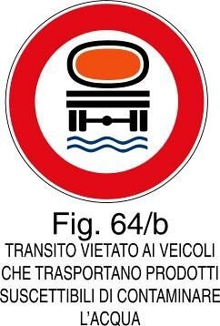 Transito vietato a veicoli che trasportano suscettibili di contaminare l'acqua - A - Alluminio CL.3 40cm