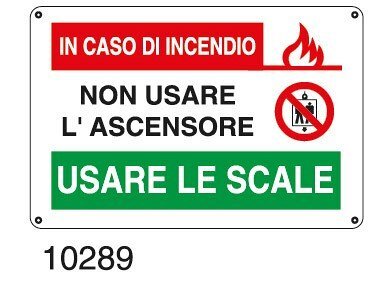 In caso di incendio non usare l'ascensore usare le scale - A - PVC adesivo 300x200 mm