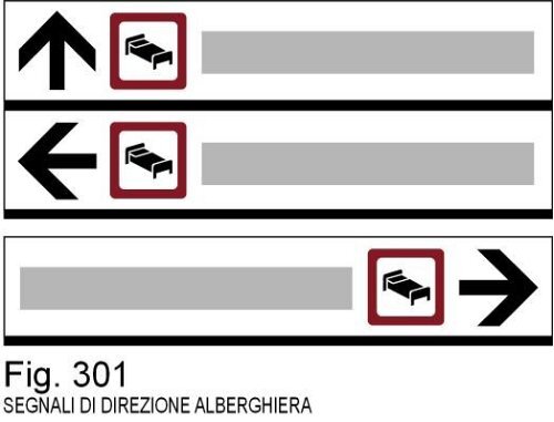 Segnali di direzione alberghiera - A - Alluminio CL.3 20x100 cm