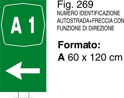 Numero Identif. Autostrada + freccia  - A - Ferro CL.1 60x120 cm