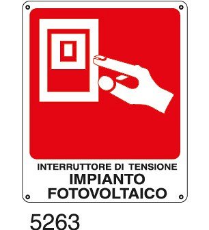 Interruttore di tensione impianto fotovoltaico - A - Alluminio 120x145 mm
