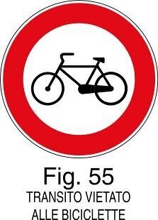 Transito vietato alle biciclette - A - Alluminio CL.3 40cm