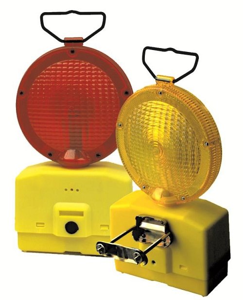 Lampeggiatore Stradale lente bifrontale rossa luce fissa con staffa