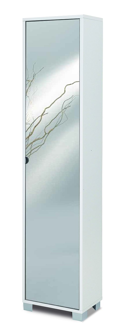 Colonna 1 anta specchio portaoggetti - 744spk - Cemento - Specchio naturale