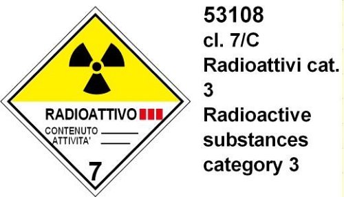 Radioattivi cat.3 cl 7/c - B - PVC adesivo - 150x150 mm
