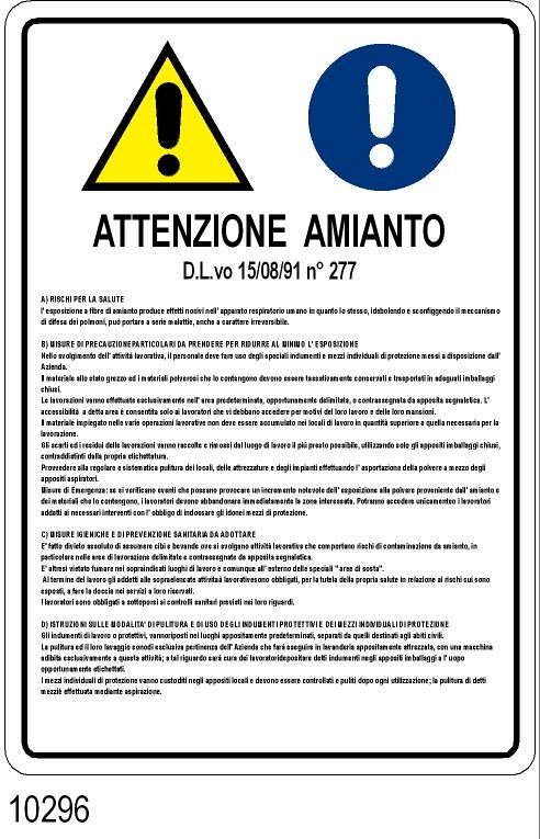 Attenzione Amianto - B - Alluminio - 700x500 mm.