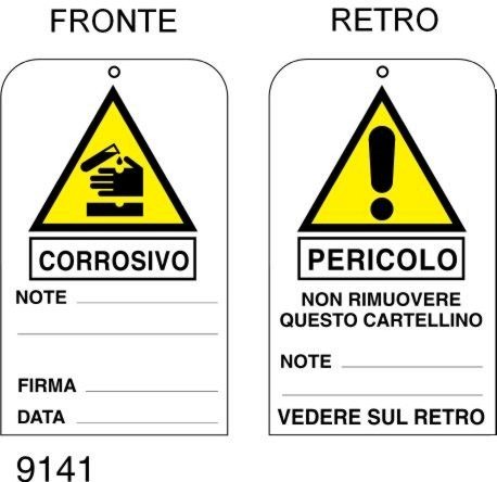 Corrosivo - cartellini con foro conf. 20 pz.