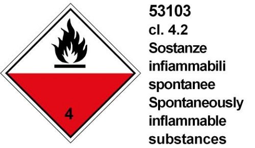 Sostanze infiammabili spontanee cl 4.2 - B - PVC adesivo - 150x150 mm