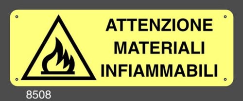 Attenzione materiali infiammabili Luminescente