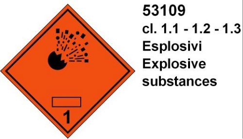 Esplosivi 1.1 - 1.2 - 1.3 - B - PVC adesivo - 150x150 mm