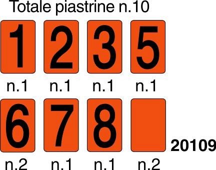 Kit Piastrine numeri GPL 70x117 mm - AI - Acciaio Inox