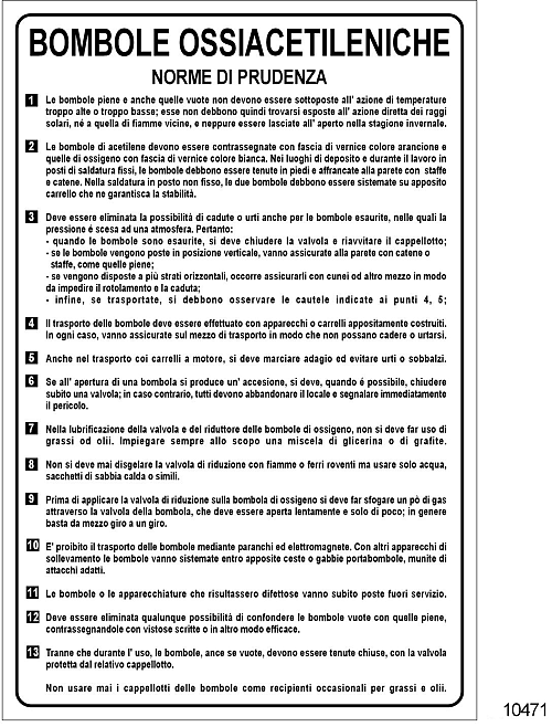 Bombole Ossiacetileniche - A - Alluminio - 250x350 mm