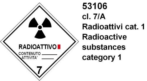 Radioattivi cat.1 cl 7/4 - B - PVC adesivo - 150x150 mm