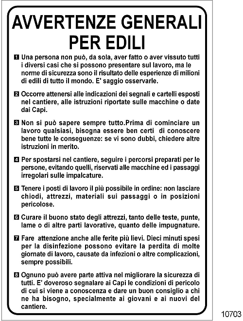Avvertenze generali per edili - C - Alluminio -500x700 mm