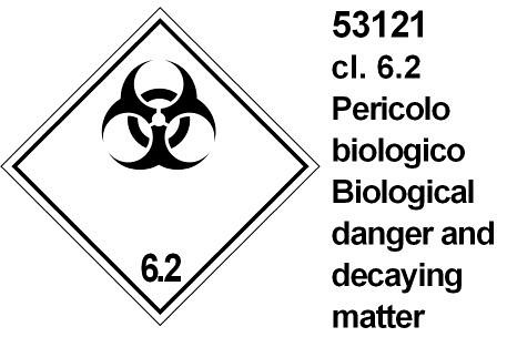 Pericolo Biologico cl 6.2 - B - PVC adesivo - 150x150 mm