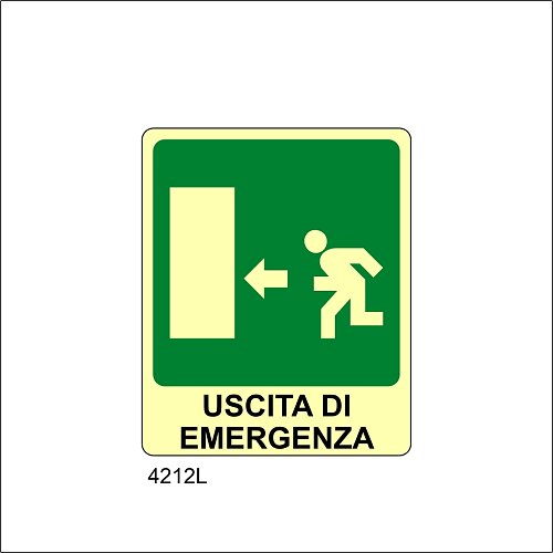 Uscita di emergenza sinistra Luminescente - B - Adesivo Luminescente - 160x210 mm