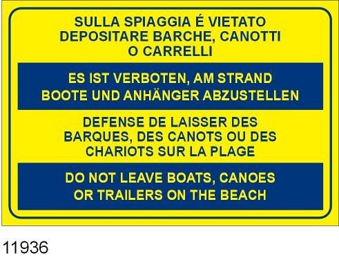 Sulla spiaggia è vietato depositare barche, canotti o carrelli - AD - PVC Adesivo