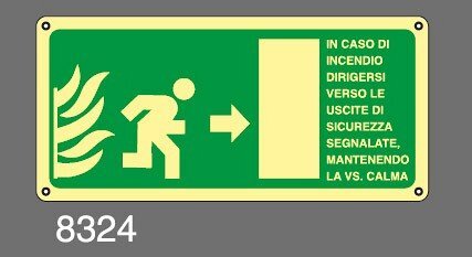 Uscita in caso di incendio - A - Adesivo Luminescente - 350x125 mm