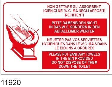 Non gettare gli assorbenti igienici nei WC ma negli appositi recipienti - AD - PVC Adesivo