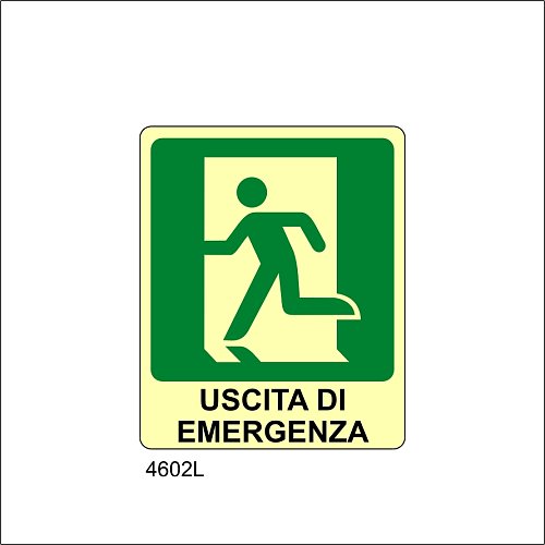 Uscita di Emergenza a sinistra Luminescente - A - Adesivo Luminescente - 120x145 mm