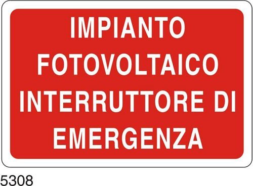Impianto fotovoltaico interruttore di emergenza - A - PVC adesivo 300x200 mm