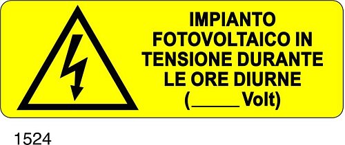 Impianto fotovoltaico in tensione - A - PVC adesivo 350x125 mm