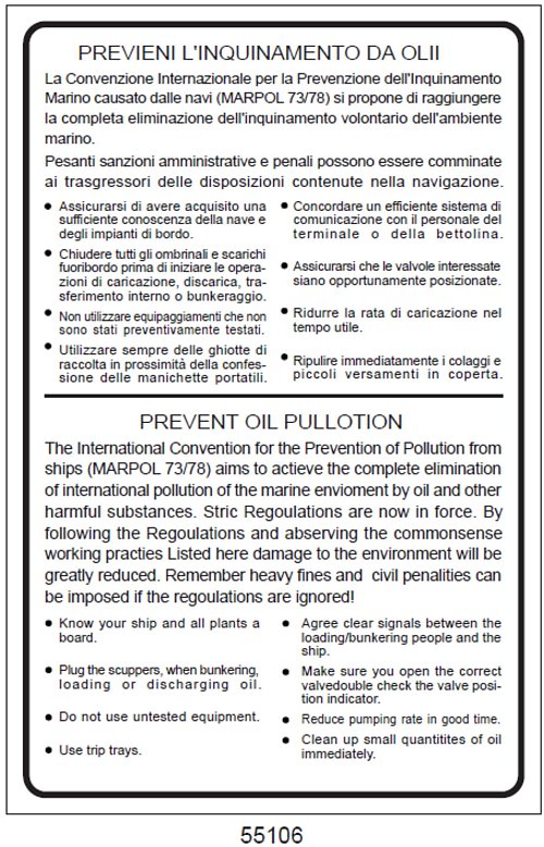 Don't  throuw garbage overboard  - Non gettare rifiuti fuoribordo - B - PV 330x500 mm