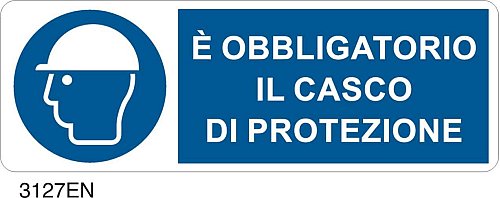 E' obbligatorio il casco di protezione - A - Alluminio 350x125 mm