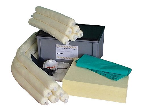 Kit antisversamento per prodotti chimici con ruote a forma di bauletto