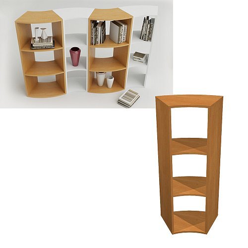 Libreria angolare 45  L274/498 x P397 x H1039 Noce Chiaro - RAINBOW