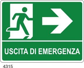 Uscita di emergenza freccia destra - B - PVC adesivo 160x210 mm