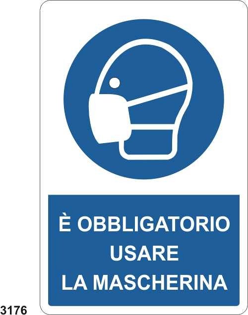 E' obbligatorio l'uso della mascherina - C - Alluminio 330x500 mm