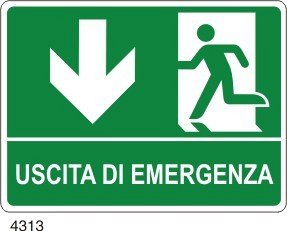 Uscita di emergenza freccia in basso - B - PVC adesivo 160x210 mm
