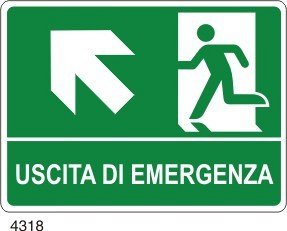 Uscita di emergenza freccia diagonale sinistra in alto - B - Alluminio 160x210 mm
